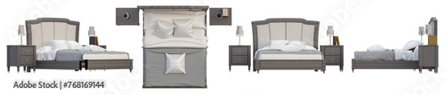 Beautiful interior luxury bed design in 3d render