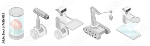 Isometric Artificial Intelligence and Robot Technology Vector Set