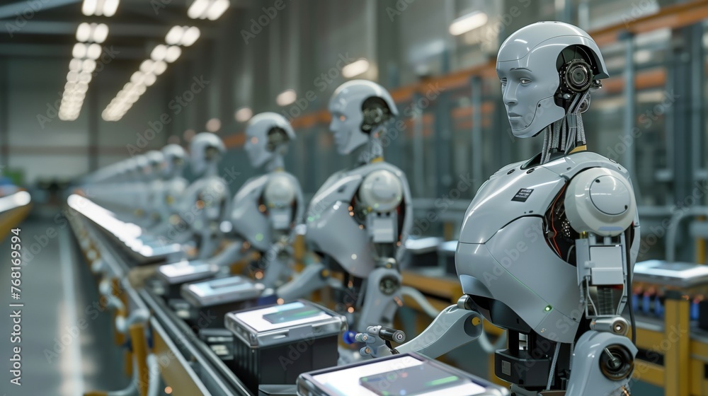 Humanoids in Factory Line Humanoids in Factory Line