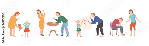 Arguing People Character Have Quarrel and Conflict Vector Set
