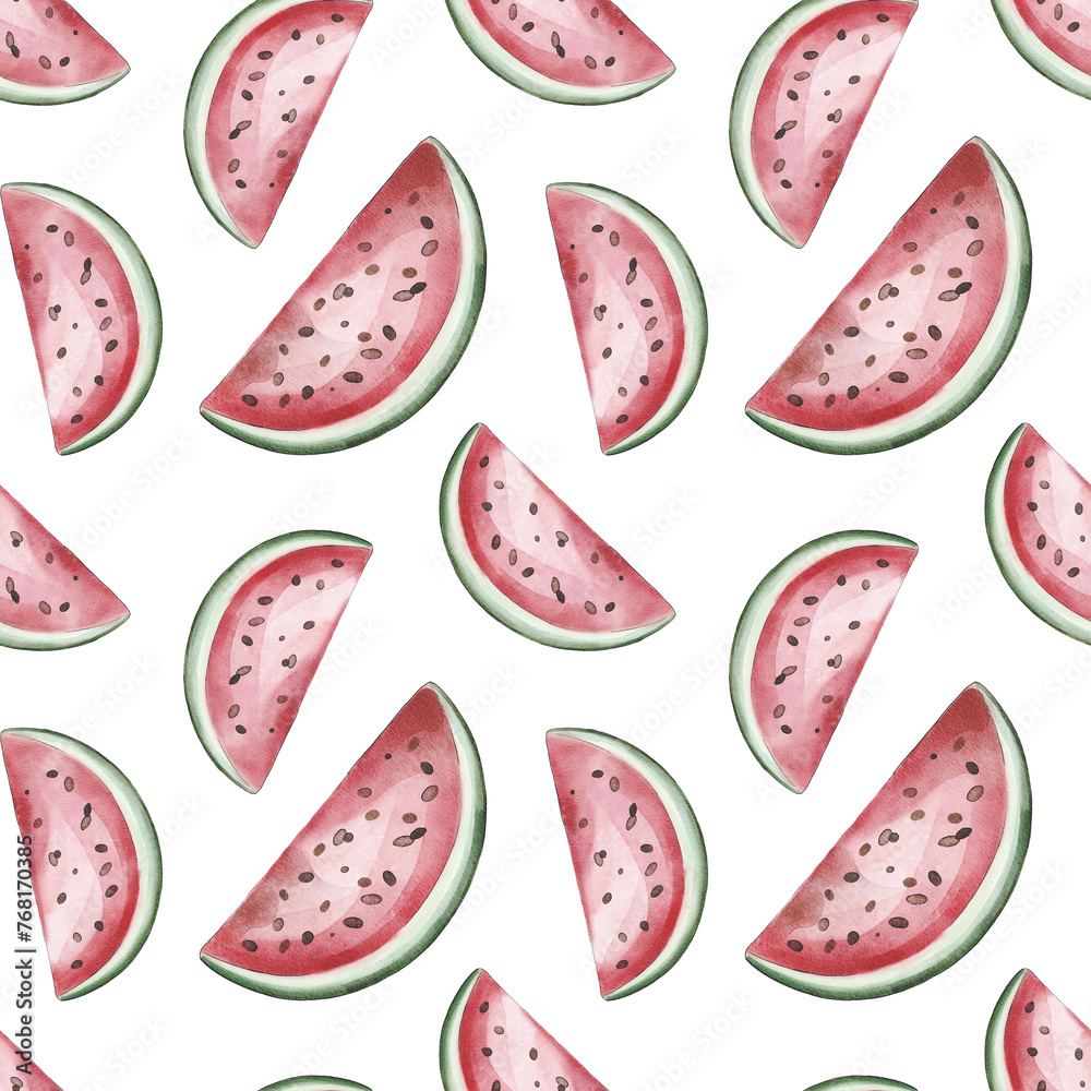 Seamless pattern with watercolor watermelon Seamless pattern with watercolor watermelon
