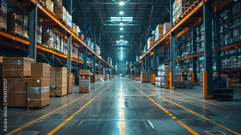 Busy Warehouse Filled With Boxes