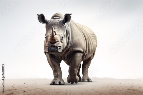 a rhinoceros walking on sand © Ion
