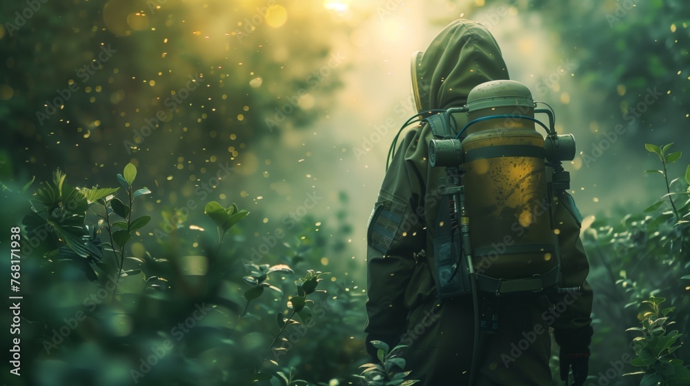Man Hiking Through Forest Man Hiking Through Forest