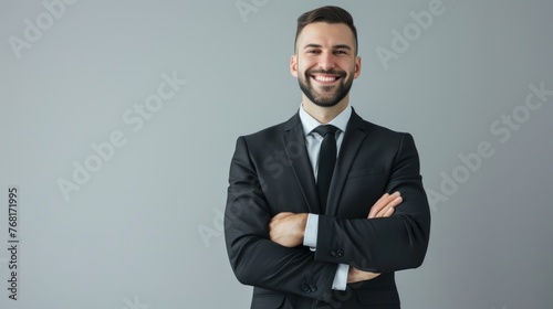 business man in formal dress smiling happy white background,