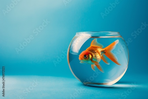 Goldfish on a blue background 