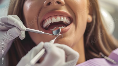 Dentist Brushing Womans Teeth