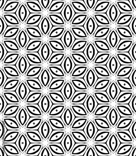 Black and white seamless abstract pattern. Background and backdrop. Grayscale ornamental design.