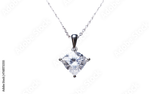 Pendant Necklace with Trilliant-Cut Diamond Isolated On Transparent Background PNG.