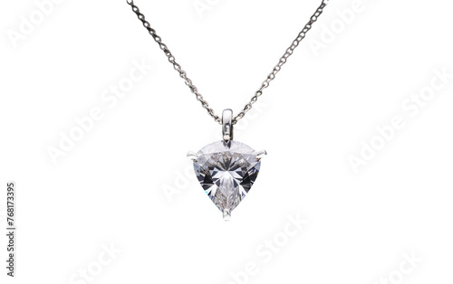 Elegant Trilliant Diamond Pendant Necklace Isolated On Transparent Background PNG.