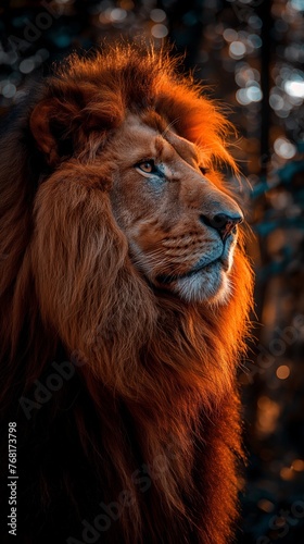 Majestic Lion Close-Up With Blurry Background