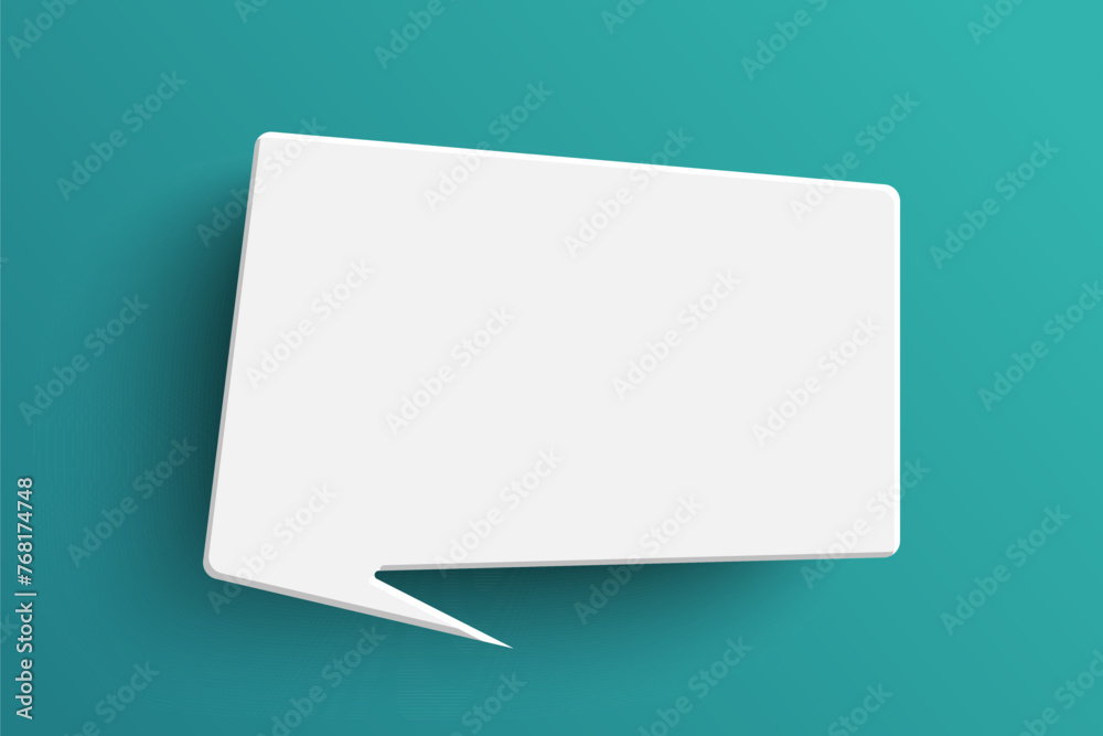 White rectangle speech bubble on green background White rectangle speech bubble on green background