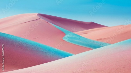 pink and blue cyan sand dunes in the desert on bue sky background  appropriate for travel magazines  blog headers  website backgrounds  or desert themed contras designs.banner