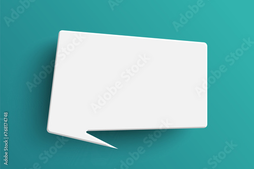 White rectangle speech bubble on green background