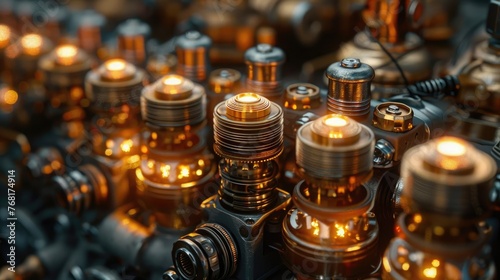 Close-up of a car's distributor cap, its array of terminals ready to deliver sparks of ignition,