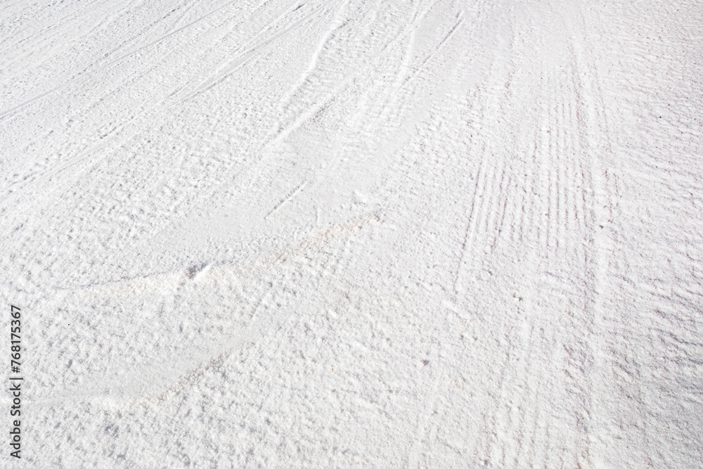 hidden snow in the early morning at a snow resort. Family active holiday