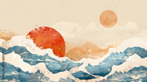 Oriental Japanese style of wave in abstract illustration.