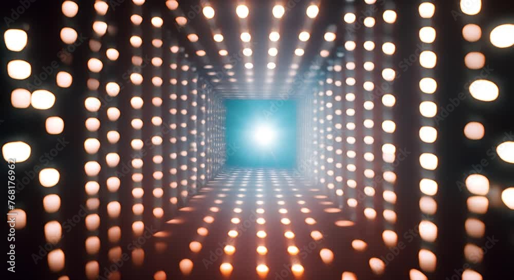 sfondo astratto con punti luce scintillanti che scorrono in pareti dal gradiente blu, lui scintillanti che si muovono, come in unascensore 