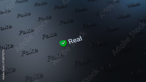 Fake or real concept, truth vs reality, fraud or genuine, myth vs facts, Concept of choosing between real and fake, awareness, Fake identity concept, internet security, AI vs human, deceptive