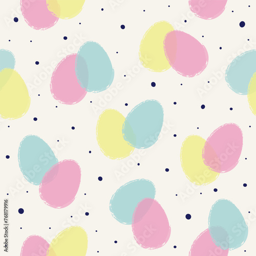 Colourful seamless pattern with Easter eggs. Minimalist design. Vector illustration
