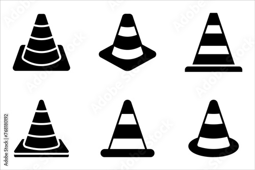 Construction cone icon set, vector illustration design. Tools collection. on white background. photo