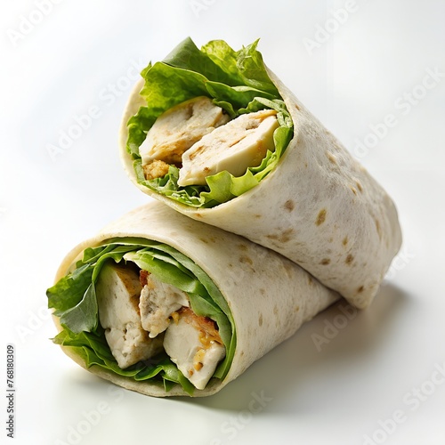 Chicken Caesar wrap with crisp romaine lettuce


