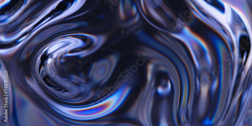 Glass surface with dispersion. Transparent fluid with refraction. Abstract background with ripples. 3d rendering