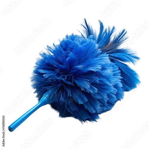 A blue feather duster. isolated on transparent background.