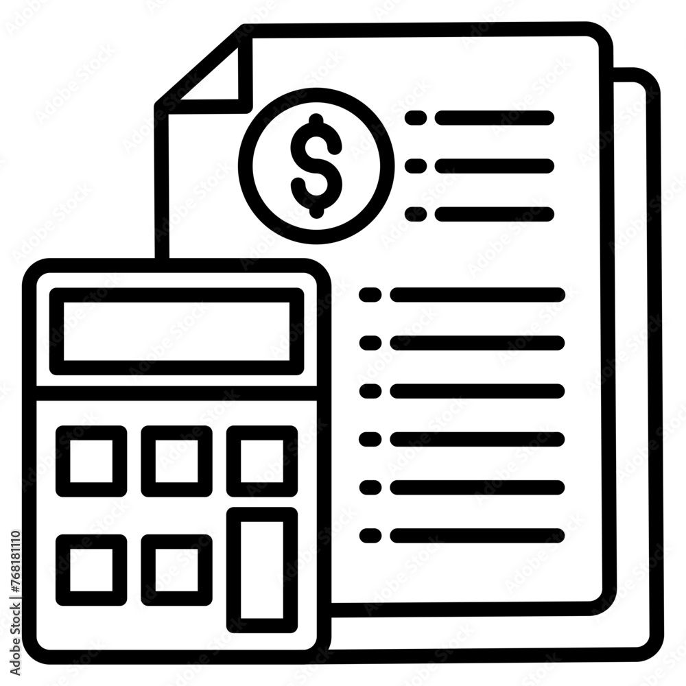 Calculator And Paper Icon For Design Elements