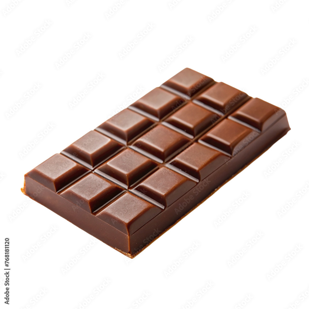 Milk chocolate bar. isolated on transparent background.