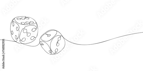 A single line drawing of a dices. Continuous line dice icon. One line icon. Vector illustration