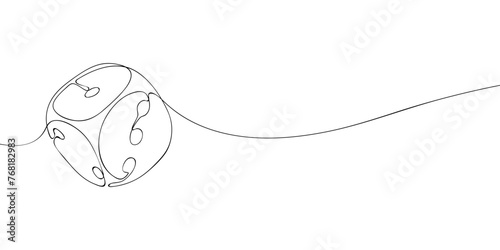 A single line drawing of a dices. Continuous line dice icon. One line icon. Vector illustration