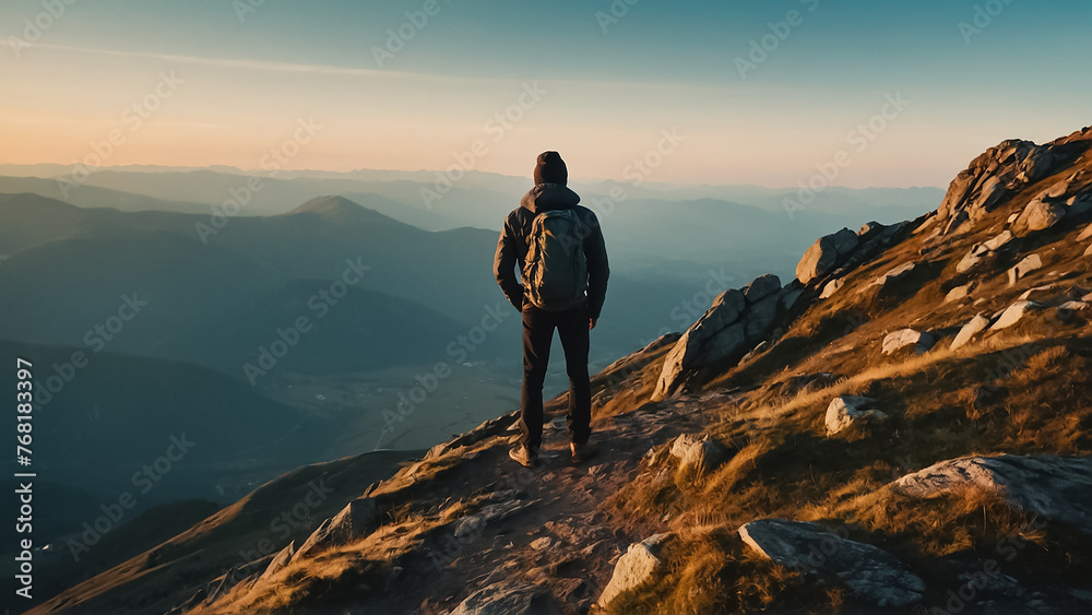 man standing on the mountain lifestyle