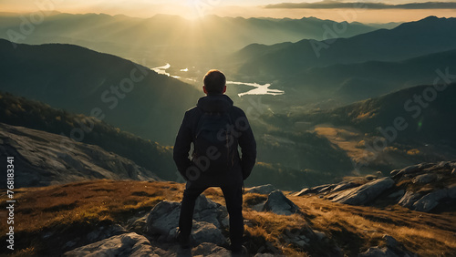 man standing on the mountain
