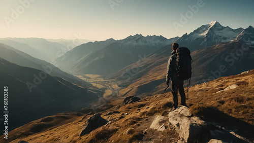 man standing on the mountain freedom
