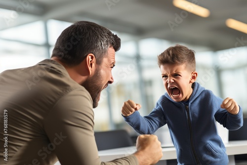 Family conflict. common mistakes in raising children and managing anger within the family dynamic photo
