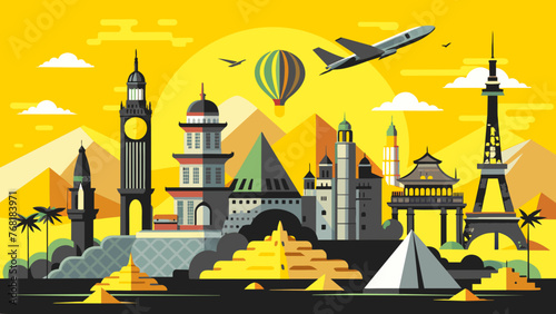 Journey Through Nature: A Collection of Travel Places Featuring Balloons and Buildings