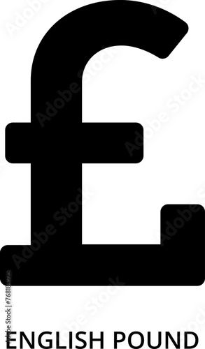 Simbolo vettoriale del Pound Inglese in bianco e nero  photo