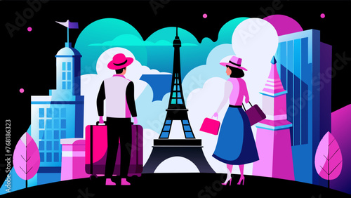 Young Explorers: A Beautiful Vector of a Girl and Boy Planning Their Dream Destinations on a World Map