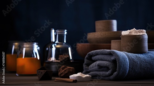 bath accessories, creams, towels, candles, relaxation