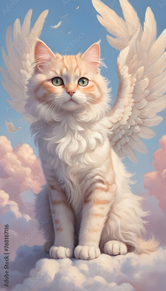 Fototapeta premium Cute Angel cat in the sky #2