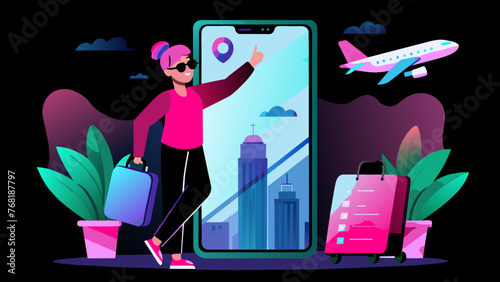 Tech-Savvy Explorer: A Man with a Smartphone, Discovering the Globe with a Travel App