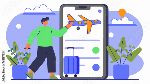 Tech-Savvy Explorer: A Man with a Smartphone, Discovering the Globe with a Travel App