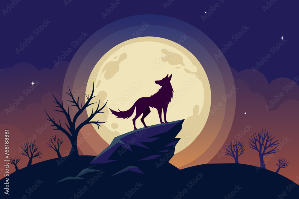 jackal howling silhouette 