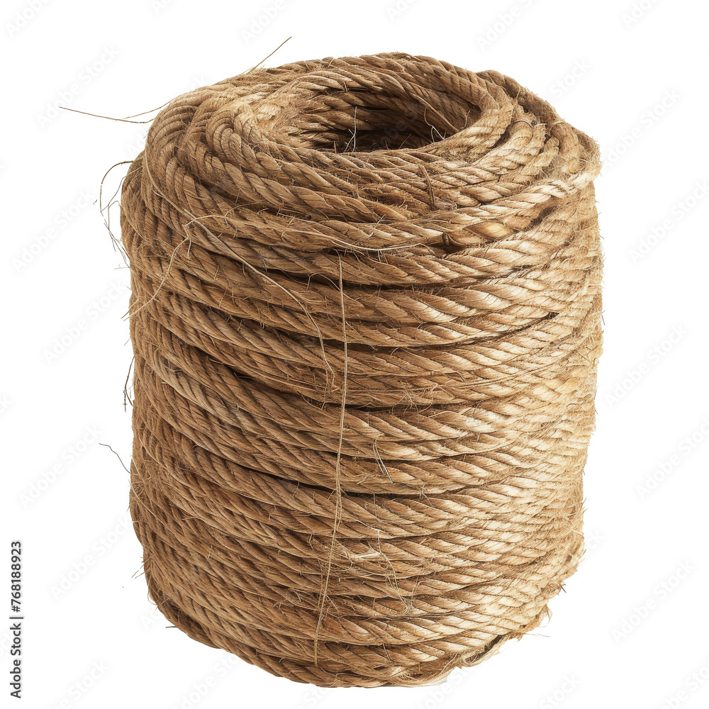 Obraz premium large spiral bale of large spiral bale of jute twine twine on transparent background