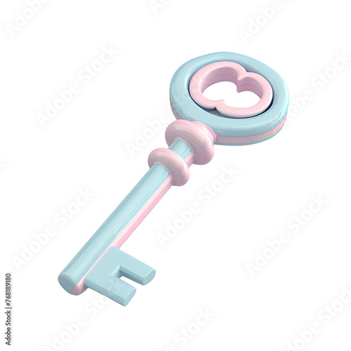 3D Icon Key, Clay Render, Pastel Color