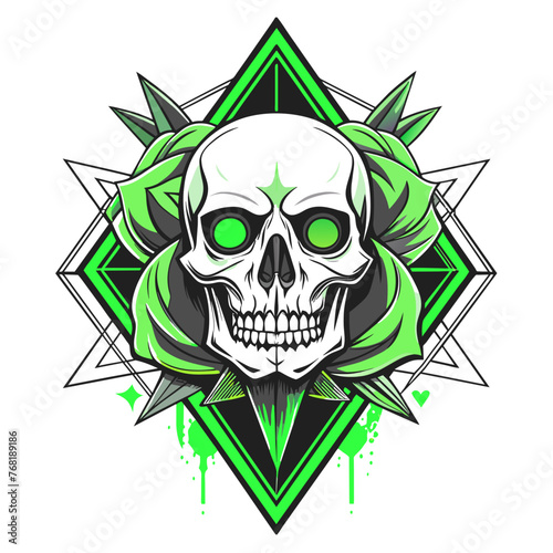 Fototapeta Naklejka Na Ścianę i Meble -  Memento Mori: Dangerous Skull Design T-Shirt