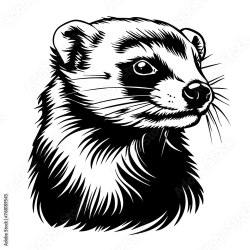 Black Ferret Illustration Vector Art

