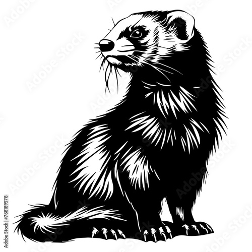 Black Ferret Illustration Vector Art 