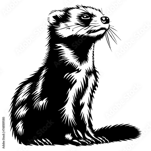 Black Ferret Illustration Vector Art
